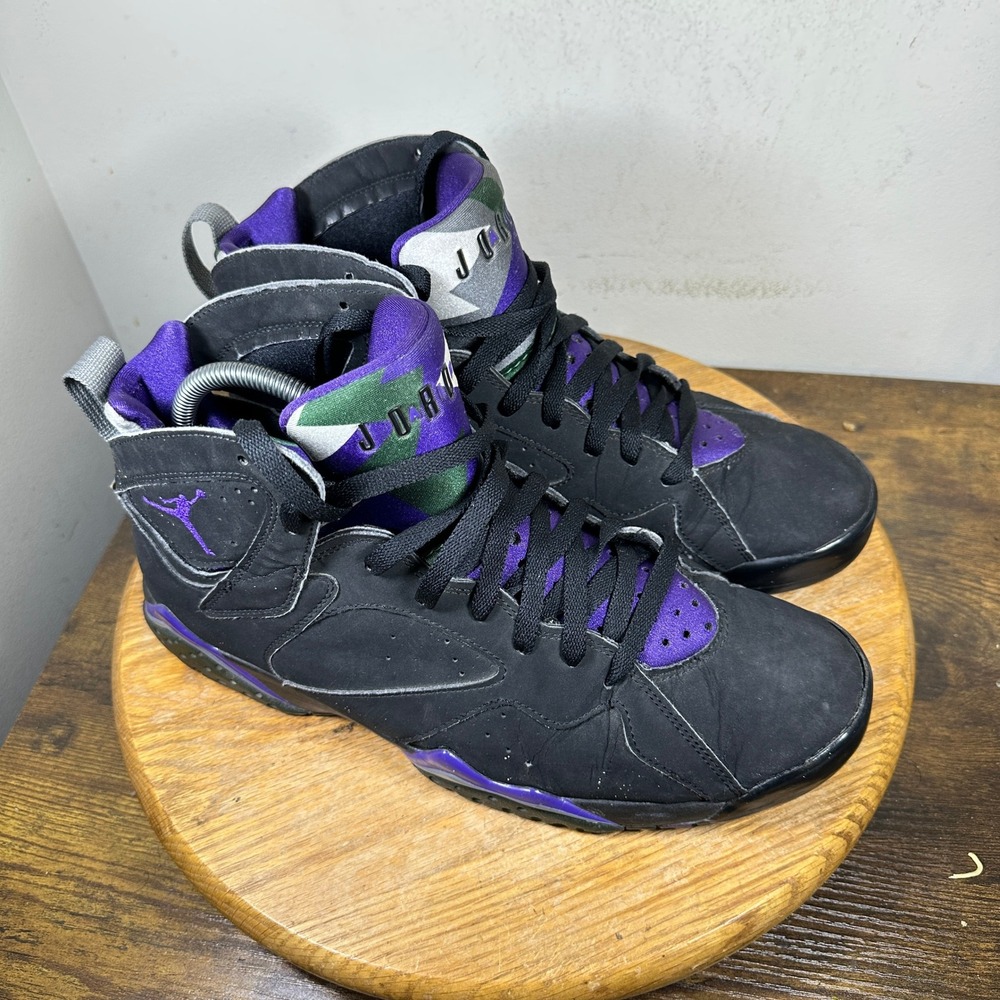 Nike Jordan 7 Retro Ray Allen Bucks PE Black Purple 304775-053 Mens Size 11
